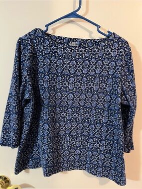 croft & barrow Navy Blue Floral-Pattern Boatneck large